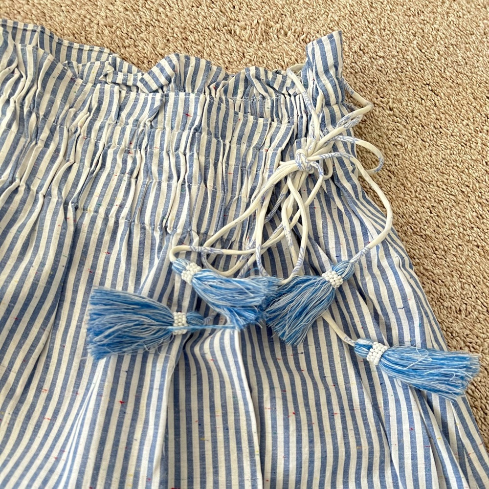 Club Monaco Striped Blue & White Faux Wrap Cotton Skirt - Picture 6 of 13